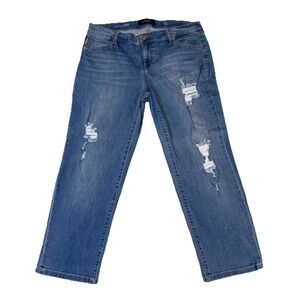 Liverpool Jeans Womens 14/32 Corey Cropped Boyfriend Jeans Distressed Light Wash